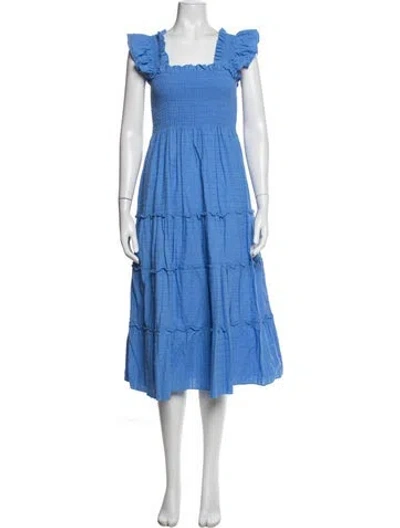 Pre-owned Hunter Square Neckline Midi Length Dress In Blue