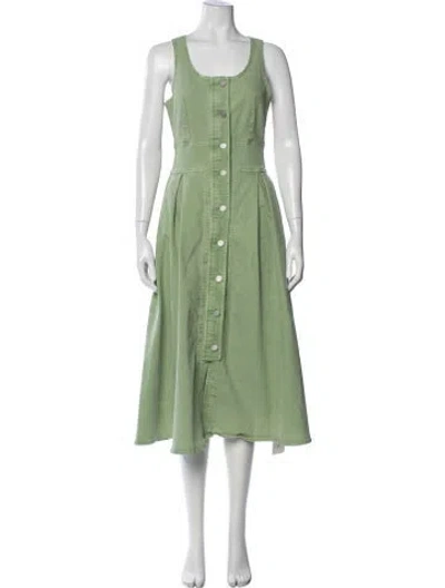 Pre-owned Hunter Square Neckline Midi Length Dress In Green