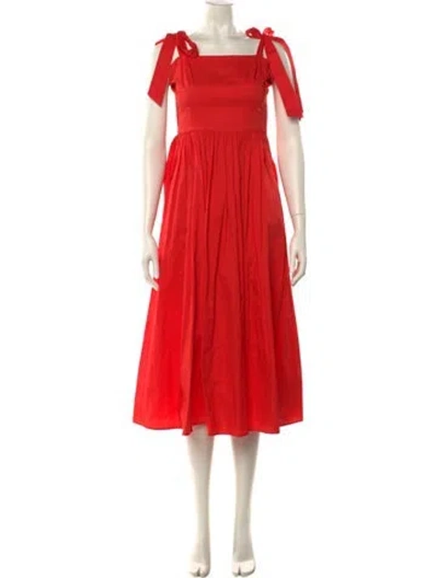 Pre-owned Hunter Square Neckline Midi Length Dress In Red