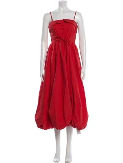 Pre-owned Hunter Square Neckline Midi Length Dress In Red