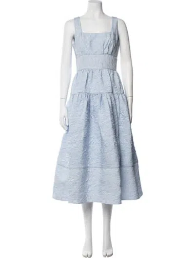 Pre-owned Hunter Square Neckline Midi Length Dress W/ Tags In Blue