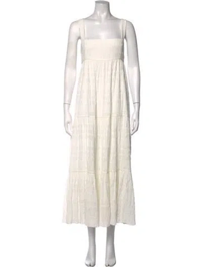 Pre-owned Hunter Square Neckline Midi Length Dress In White
