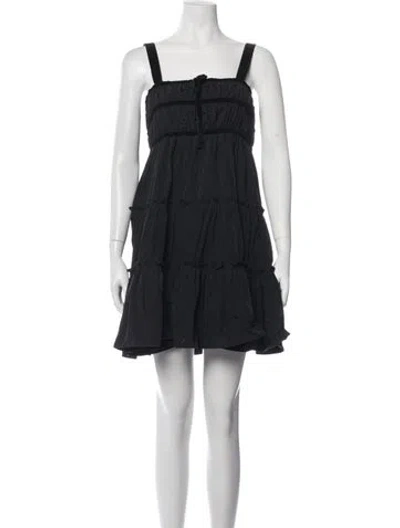 Pre-owned Hunter Square Neckline Mini Dress In Black