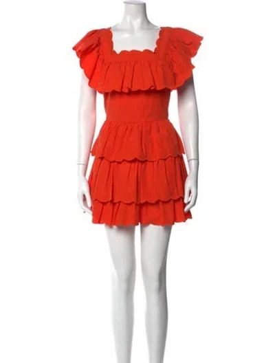Pre-owned Hunter Square Neckline Mini Dress In Orange