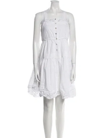 Pre-owned Hunter Square Neckline Mini Dress In White