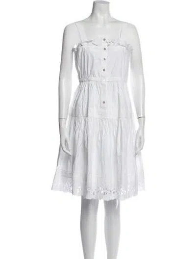 Pre-owned Hunter Square Neckline Mini Dress In White
