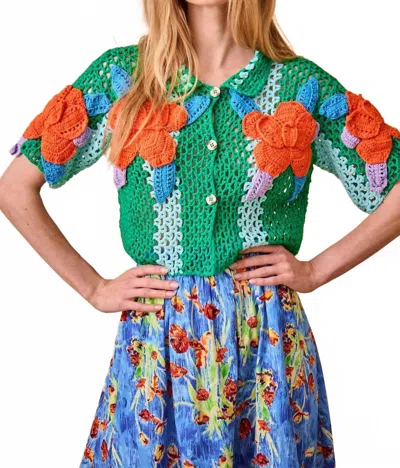 Hunter Stewart Short Sleeve Sweater In Teal In Green