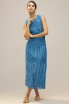 Hunter Stowe Sleeveless Lace Midi Dress In Blue
