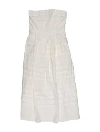 Pre-owned Hunter Strapless Midi Length Dress In White