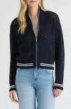 Hunter Stripe Openwork Bomber Jacket In Blue