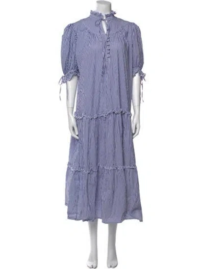 Pre-owned Hunter Striped Long Dress In Blue
