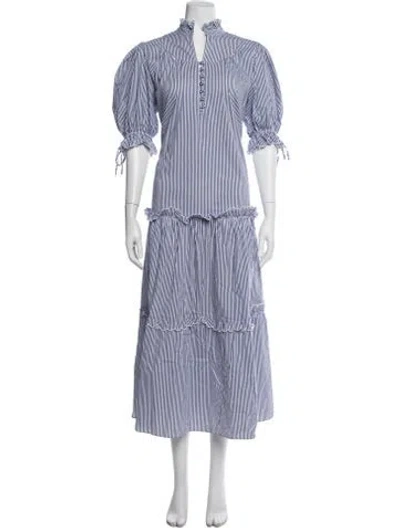 Pre-owned Hunter Striped Long Dress In Blue