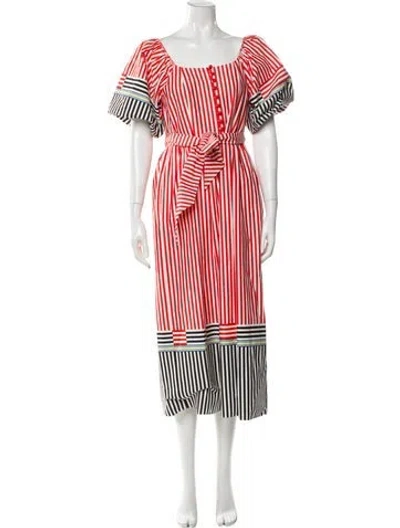 Pre-owned Hunter Striped Long Dress In Orange