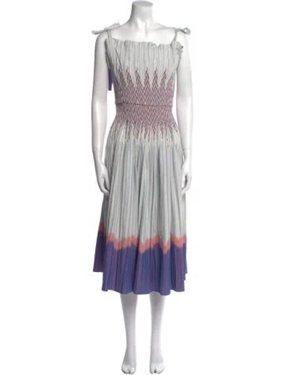 Pre-owned Hunter Striped Long Dress In White