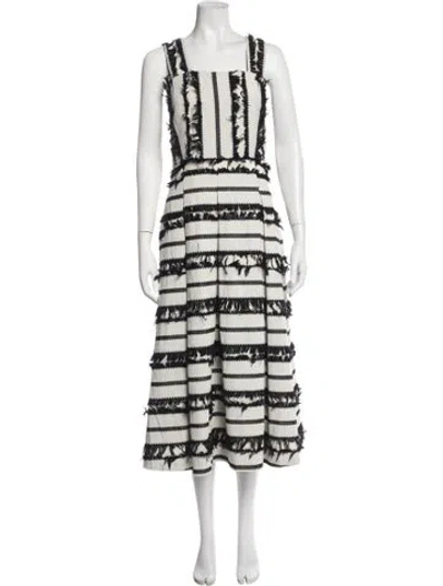 Pre-owned Hunter Striped Midi Length Dress In Black