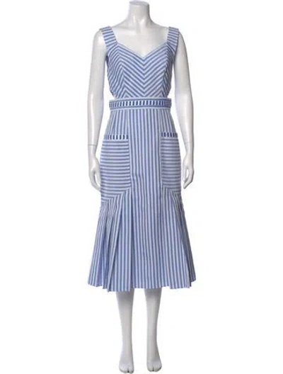 Pre-owned Hunter Striped Midi Length Dress In Blue