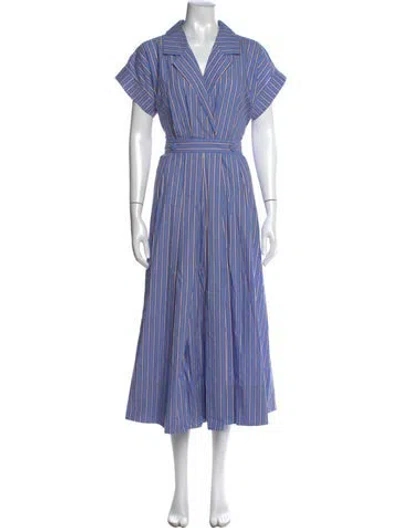 Pre-owned Hunter Striped Midi Length Dress In Blue