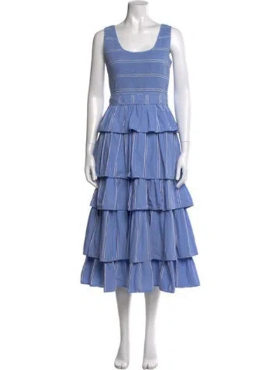 Pre-owned Hunter Striped Midi Length Dress In Blue