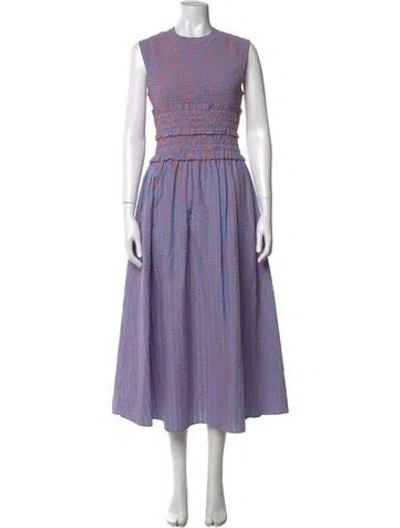 Pre-owned Hunter Striped Midi Length Dress In Blue