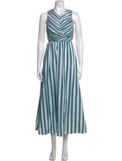 Pre-owned Hunter Striped Midi Length Dress In Blue