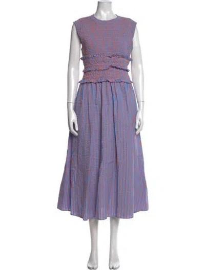 Pre-owned Hunter Striped Midi Length Dress In Blue