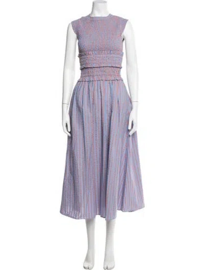 Pre-owned Hunter Striped Midi Length Dress In Blue