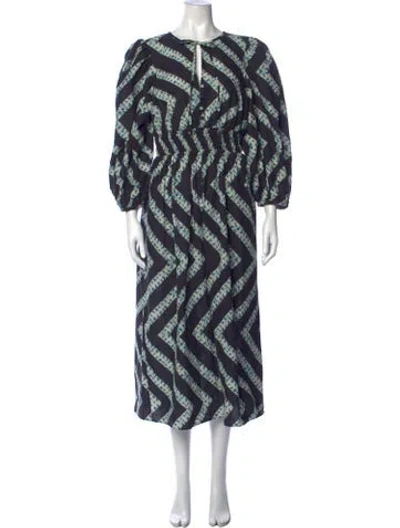 Pre-owned Hunter Striped Midi Length Dress In Blue