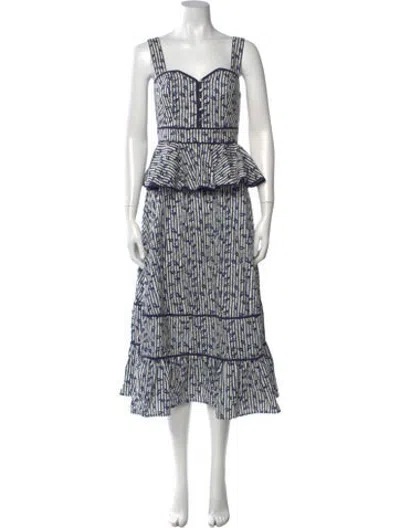 Pre-owned Hunter Striped Midi Length Dress In Blue