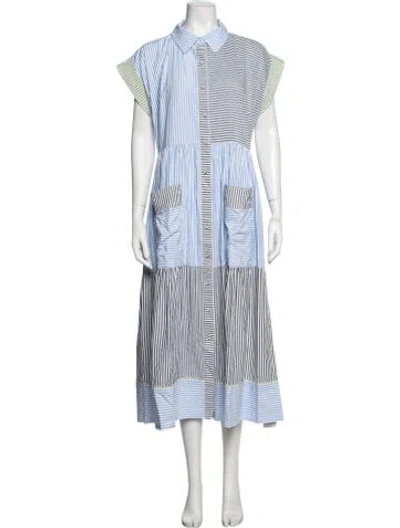 Pre-owned Hunter Striped Midi Length Dress In Blue/white