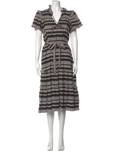 Pre-owned Hunter Striped Midi Length Dress In Gray