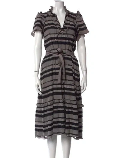 Pre-owned Hunter Striped Midi Length Dress In Gray