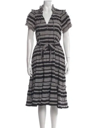 Pre-owned Hunter Striped Midi Length Dress In Gray