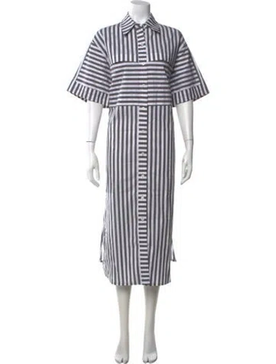 Pre-owned Hunter Striped Midi Length Dress In Grey