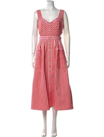 Pre-owned Hunter Striped Midi Length Dress In Red