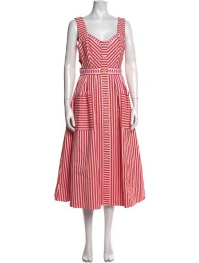 Pre-owned Hunter Striped Midi Length Dress In Red