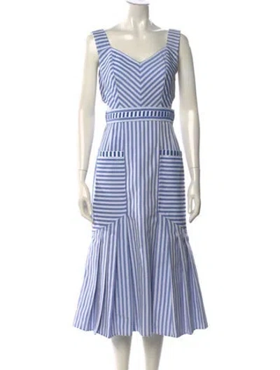 Pre-owned Hunter Striped Midi Length Dress W/ Tags In Blue