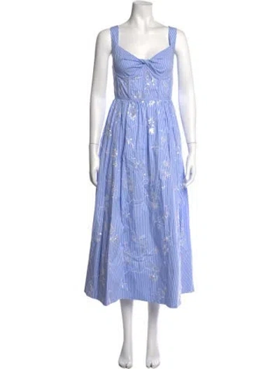 Pre-owned Hunter Striped Midi Length Dress W/ Tags In Blue
