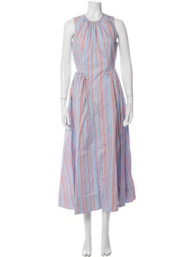 Pre-owned Hunter Striped Midi Length Dress W/ Tags In Blue