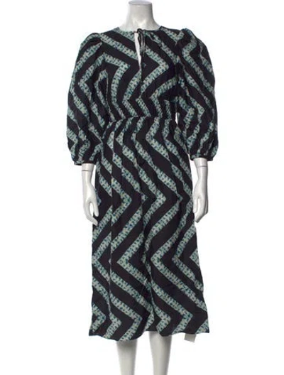 Pre-owned Hunter Striped Midi Length Dress W/ Tags In Blue