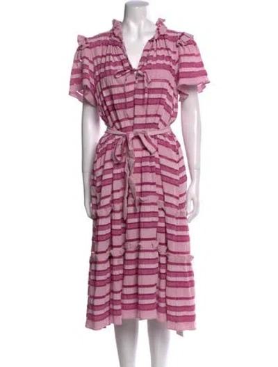Pre-owned Hunter Striped Midi Length Dress W/ Tags In Pink