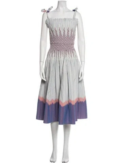 Pre-owned Hunter Striped Midi Length Dress In White