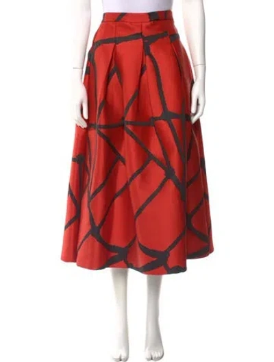 Pre-owned Hunter Striped Midi Length Skirt In Orange
