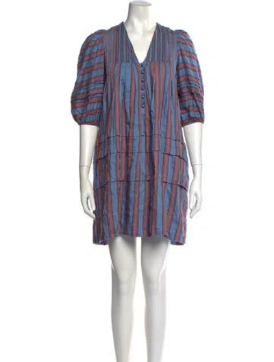 Pre-owned Hunter Striped Mini Dress In Blue