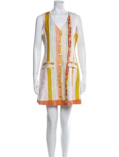 Pre-owned Hunter Striped Mini Dress In White