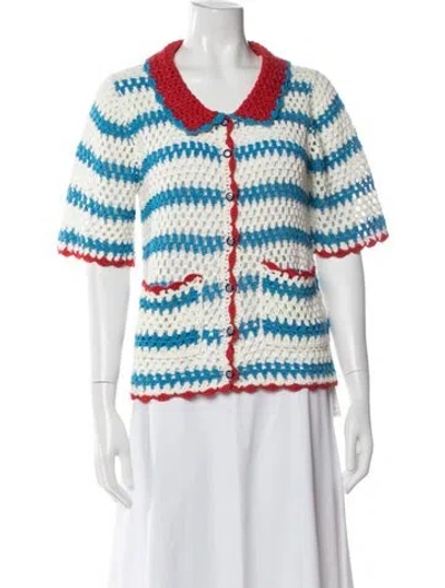 Pre-owned Hunter Striped Scoop Neck Sweater In Blue