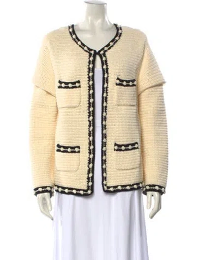 Pre-owned Hunter Striped Scoop Neck Sweater In Neutral