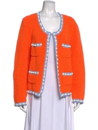 Pre-owned Hunter Striped Scoop Neck Sweater In Orange