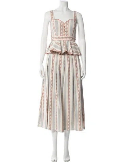 Pre-owned Hunter Striped Skirt Suit In Neutrals