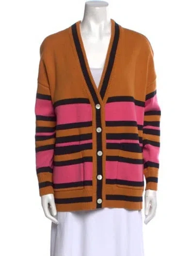 Pre-owned Hunter Striped V-neck Sweater In Neutral