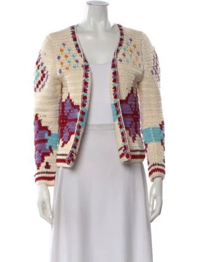 Pre-owned Hunter Striped V-neck Sweater In Neutral